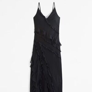 Abercrombie & Fitch Draped Ruffle Maxi Dress /Black / Size XS - 159-299-0020-900
